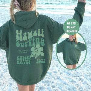 Custom Hoodie, Hawaii Surfing hoodie, Coconut girl, Trendy Sweatshirt, Oversized sweatshirt, Y2K clothes, Personalized beach Preppy Clothes