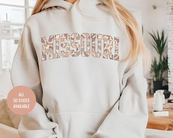 Missouri Sweatshirt: Custom Camo Letters Hoodie | Unisex 50 States Sweatshirt,  Camouflage Gifts for Mom Adult Unisex