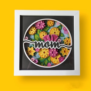 Beautiful Gift Mom Floral 3D Shadowbox Paper Craft Free Shipping