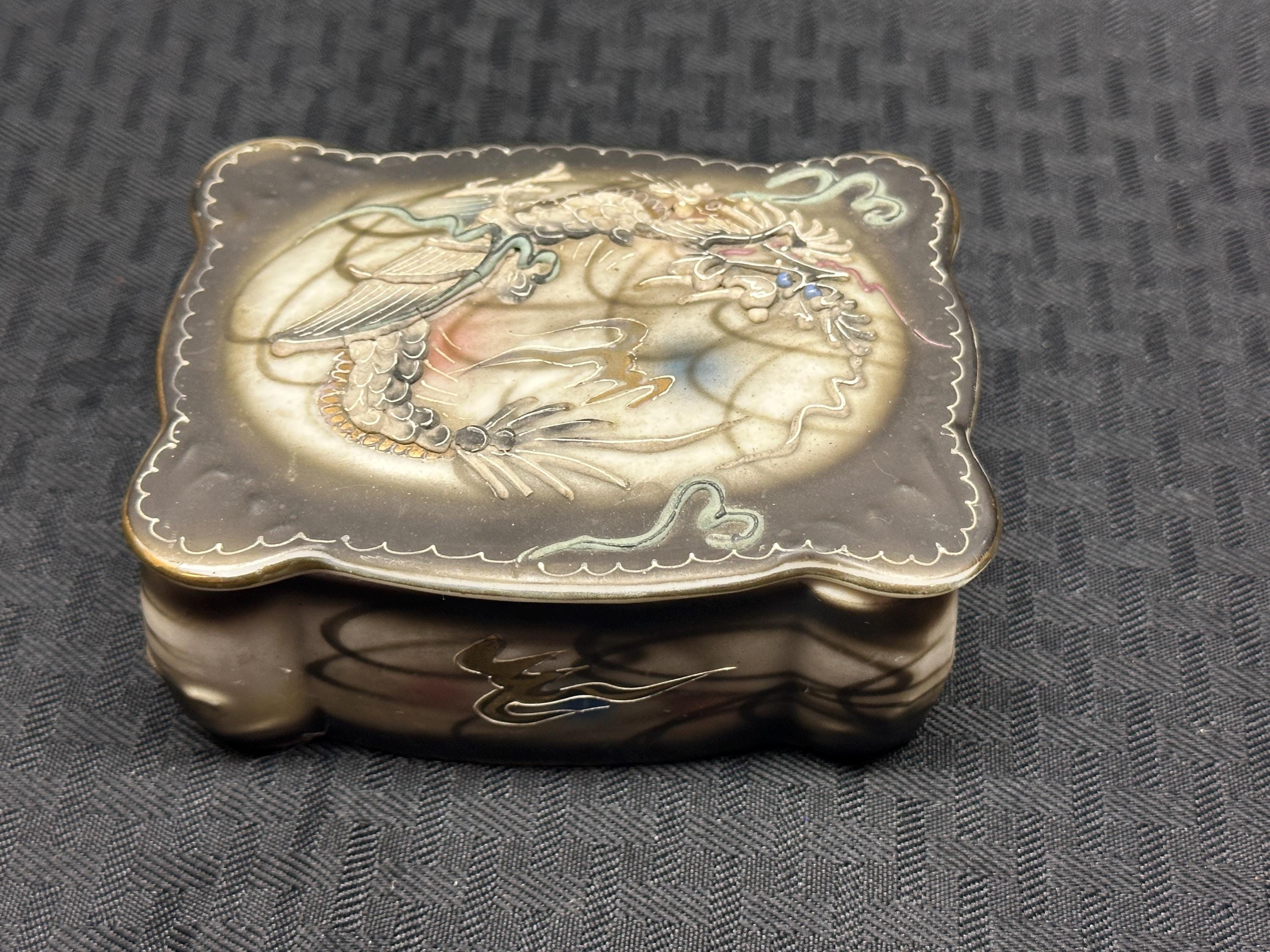 Vintage Japanese Porcelain Trinket Box - Etsy
