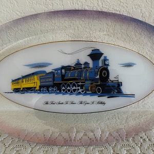 Vintage Collectors Plate, Tray or Platter features The First Santa Fe Train - The Cyrus K. Holliday