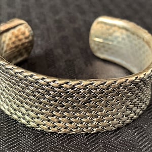 Premier Designs Silver Tone Basket Weave Design Cuff Bracelet