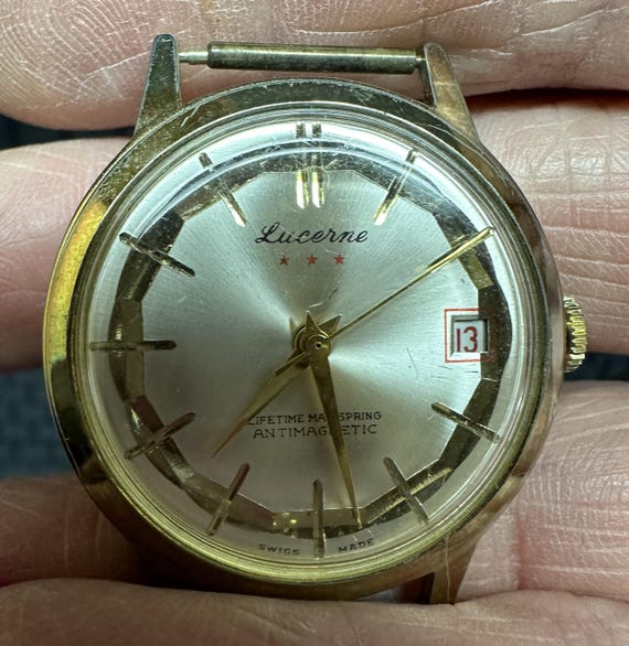 Vintage Lucerne mechanical Watch Lucerne Mechanical Wrist Watch Womens Gold Tone Black Band  main image 3