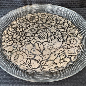 Georges Briard MCM grote serveerschaal zilver op helder glas
