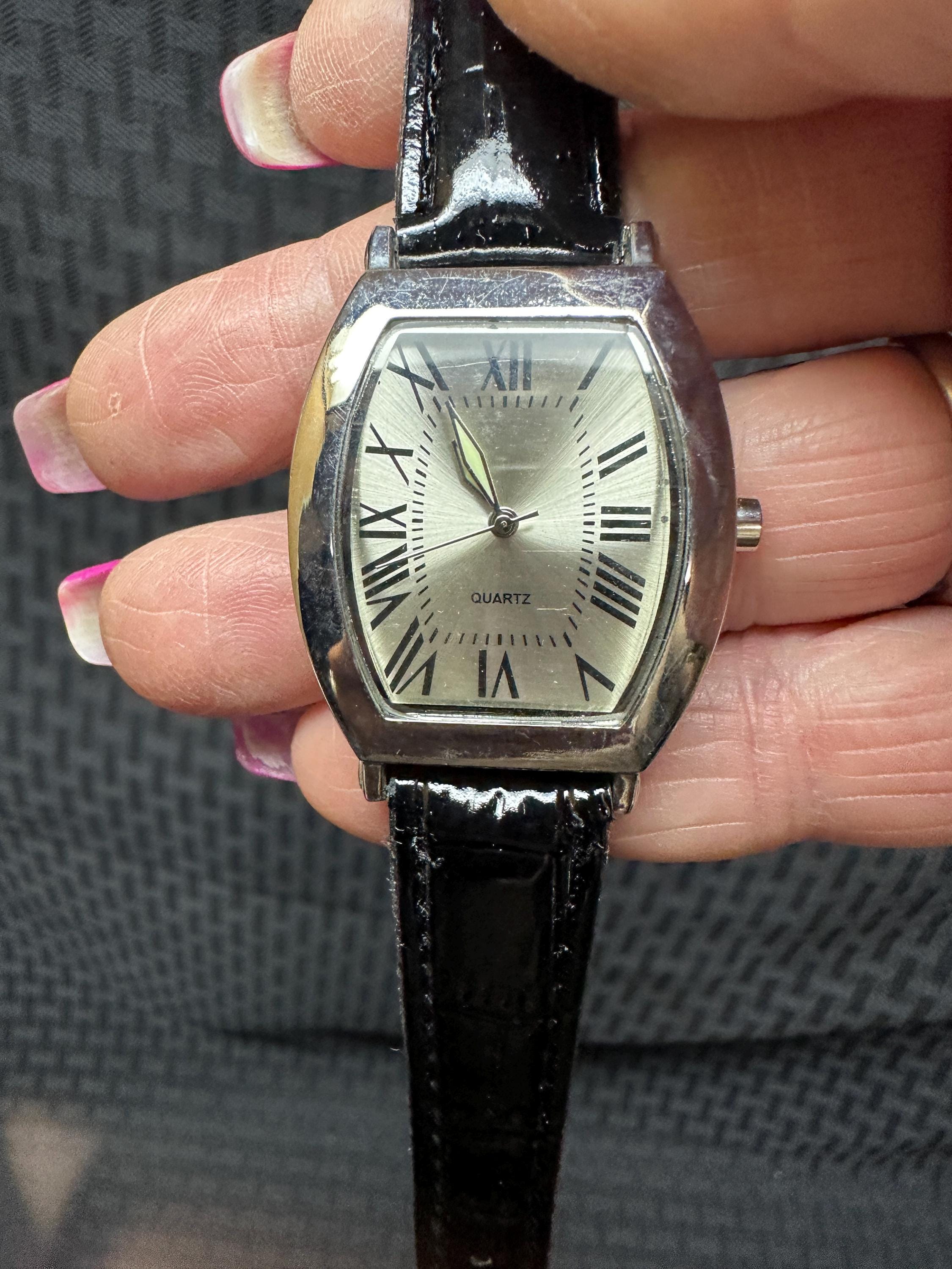 Vintage 90s SKC quartz watch glow-in-the-dark hands black band new battery women Vintage MARY KAY Cosmetics Women main image 2