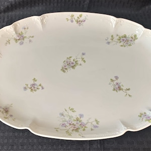 Antique CH Field GDA France Limoges Large Oval Serving Platter Purple Flowers Gold