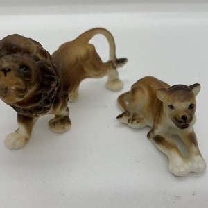 Vintage Miniature Hi Style Fine Bone China by Bridge Lion and Lioness