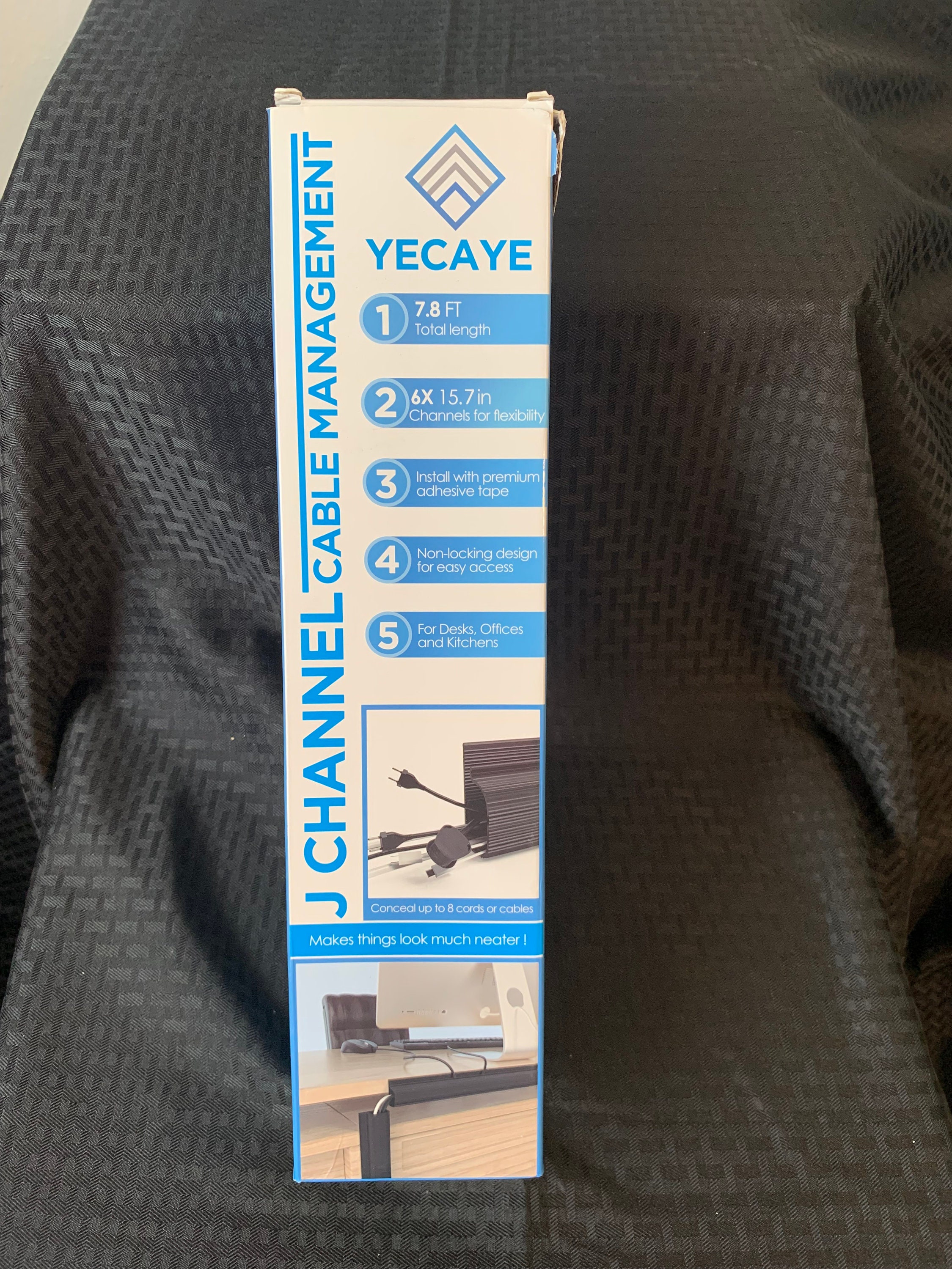 Yecaye J Channel Cable Management NIB 7.8 Ft Total Length 