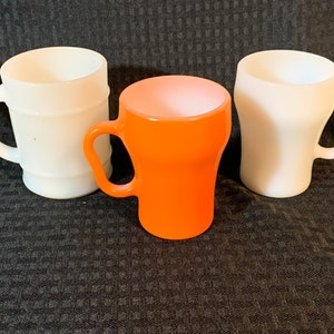 VINTAGE Anchor Hocking Fire King Lot 3 Mugs -  2 Soda Mugs & 1 Barrel Mug