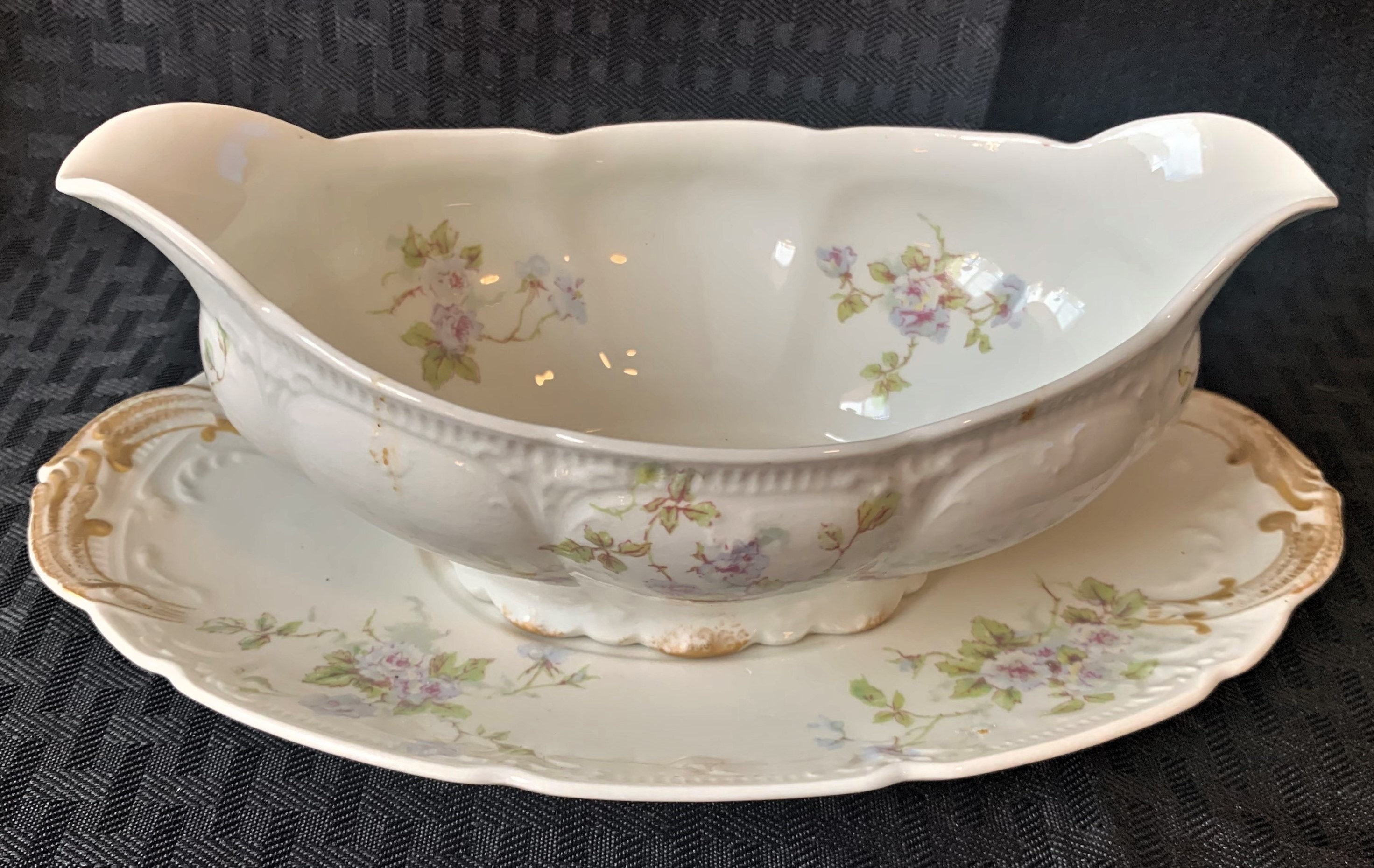 Antique CH Field GDA France Limoges Gravy Boat With Underplate Etsy