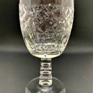 RARE to Find Rock Sharpe Pattern 1001-5 Squares on Stem Water / Wine / Ice Tea Glass 1930s