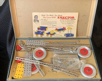 Gilbert Erector Set 1950s Comes in Original Box with Parts Only