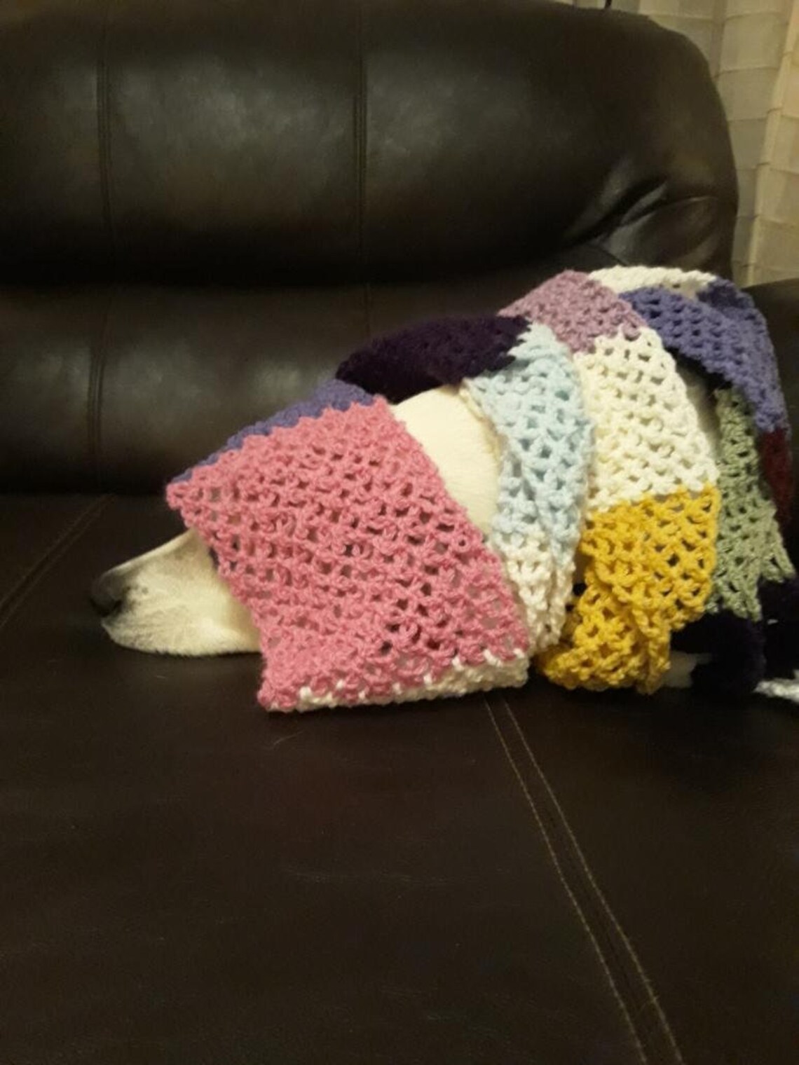 Hand crocheted Burgundy & Pink dog blanket 24x34 gift for Etsy