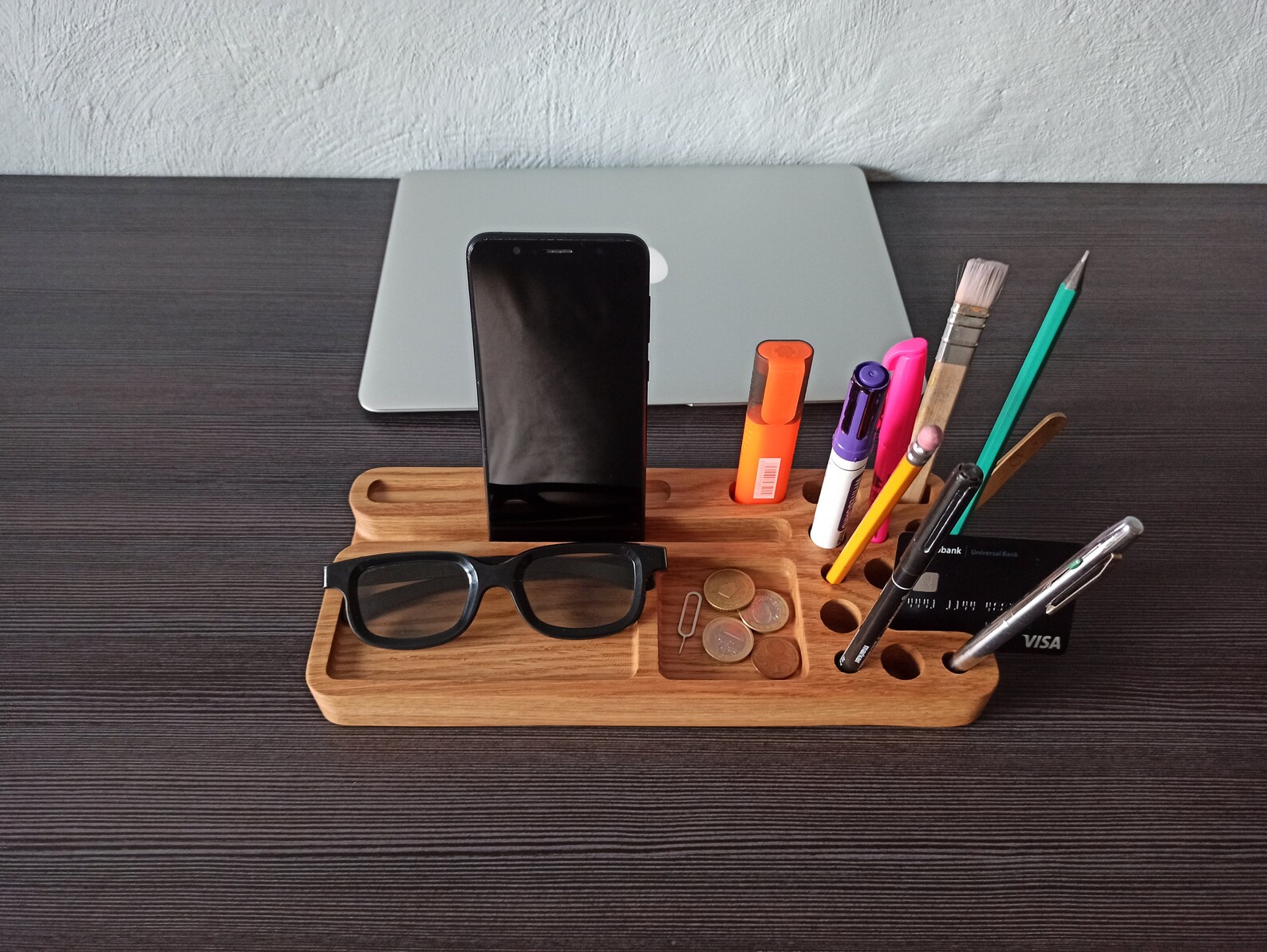 Modern minimalist design organizer Wooden desk Office Etsy