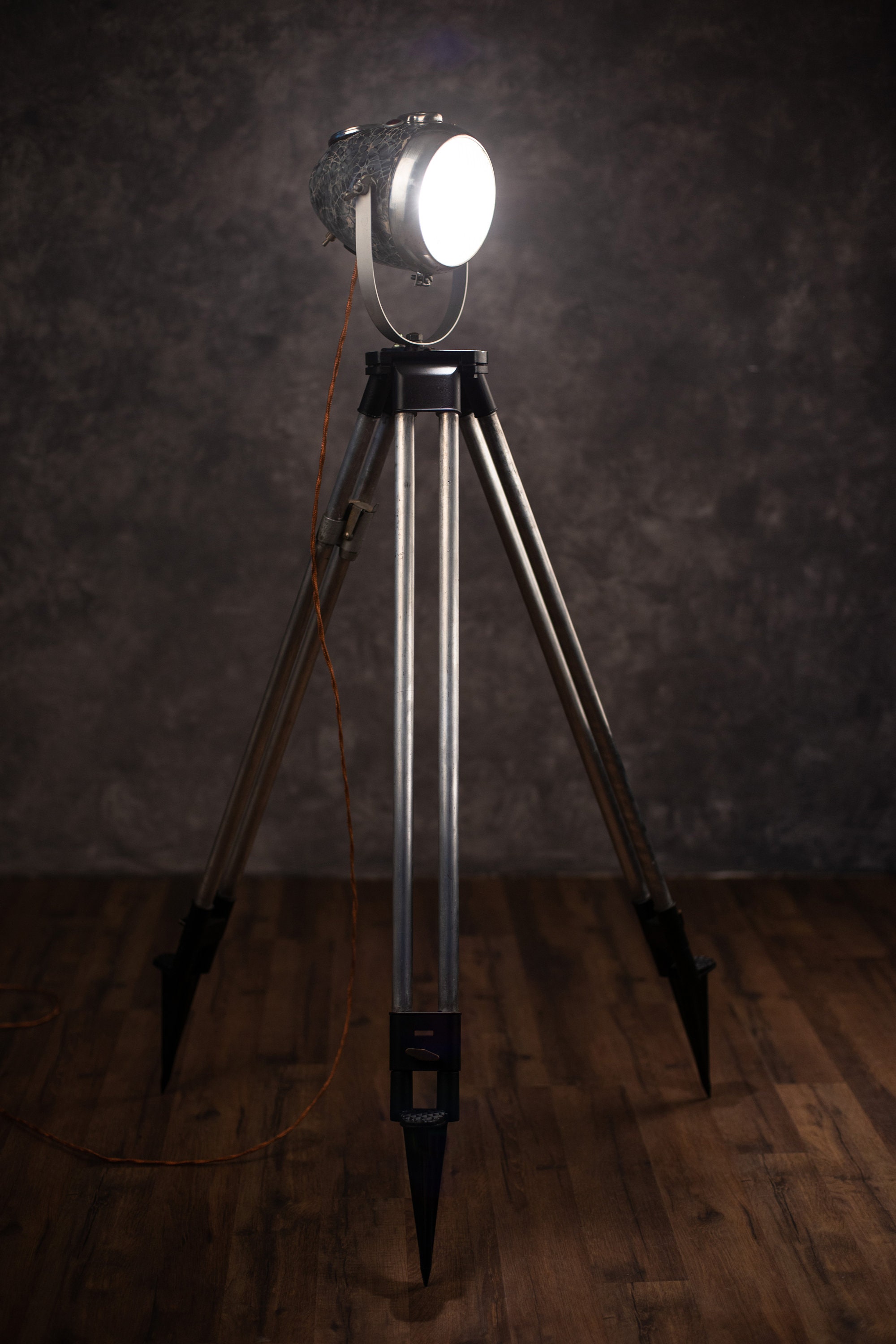A Floor Lamp From an Old Headlight From a Soviet Motorcycle and a