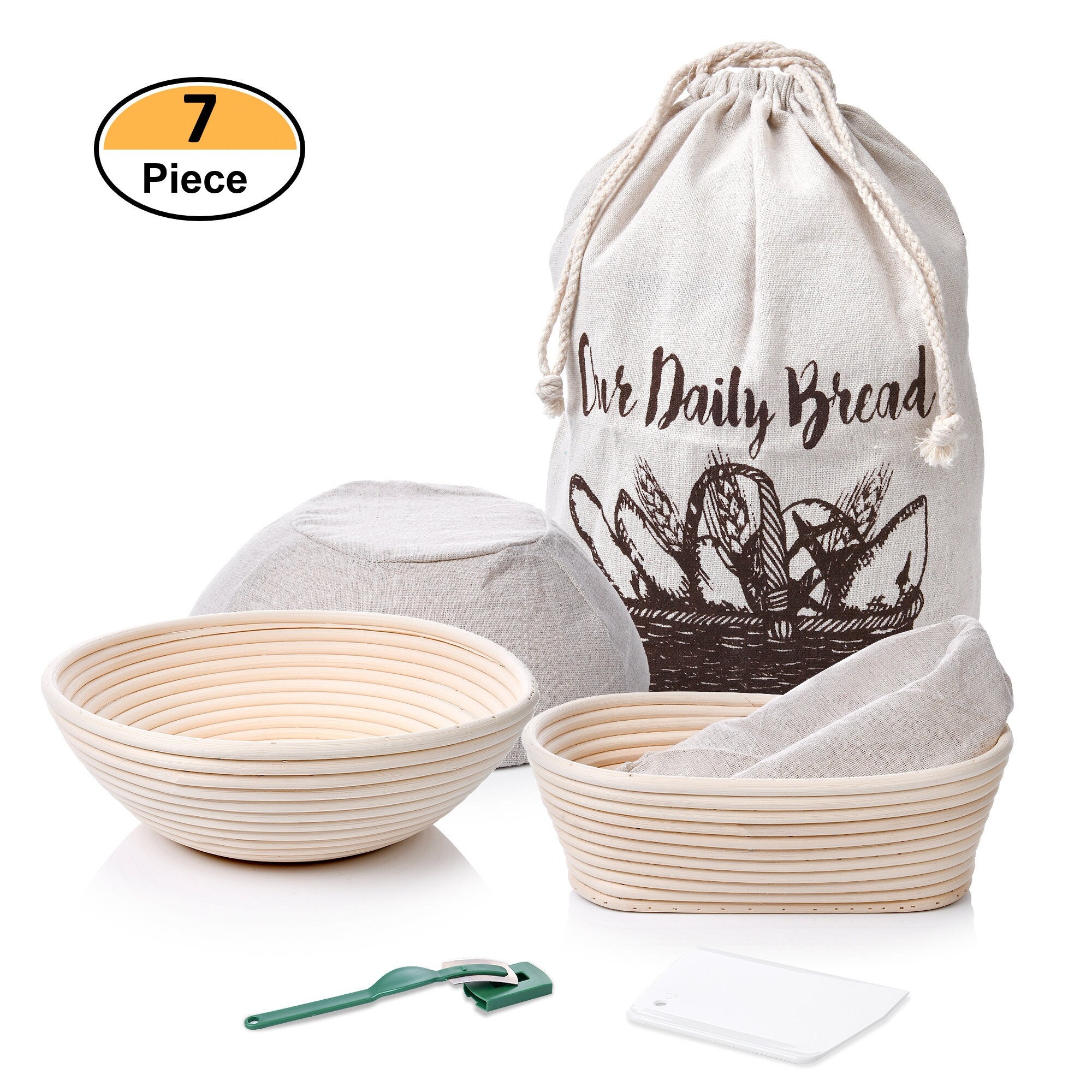  Most Complete Banneton Bread Proofing Basket Set of 2 - Round &  Oval Rattan Proofing Baskets, Dough Scraper, Recipe Book - Sourdough Bread  Baking Supplies - Perfect Bread Making Tools and