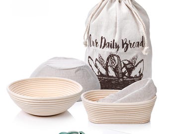 7-Piece Banneton Bread Proofing Set, Banneton Proofing Basket, Sourdough Bread Baking, Banneton Brotform Basket, Artisan Bread Making Set