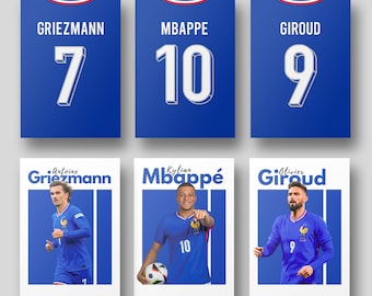 Set of 6 France Football Poster Set: Euro 2024,Soccer wall Art (digital download)