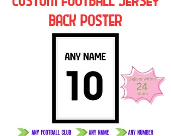 Personalized Football Jersey Poster: Any Name, Number, Team (digital download, PNG)