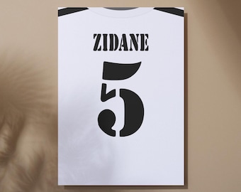 Zidane 5 Real Madrid Retro Jersey Poster: Vintage Football Art (Digital Download)