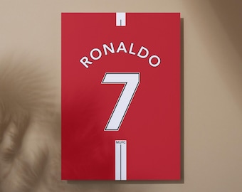 Ronaldo 7 Manchester United 2007/08 Jersey Poster: Retro Football Shirt Wallart (Digital Download)