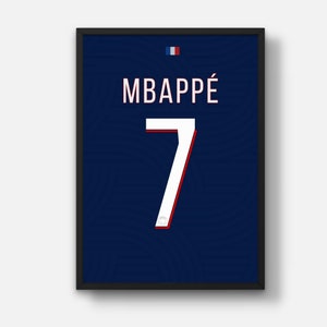 Custom Football Wall Art with Any Name & Number | PSG Jersey 2023/24 |Digital design| Minimalist | Soccer Gift | Mbappe | Paris Saint