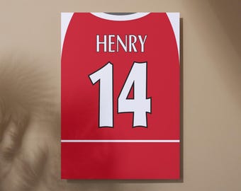 Henry 14 Arsenal Shirt Poster: Retro Classic Football Print (A3, Digital Download)