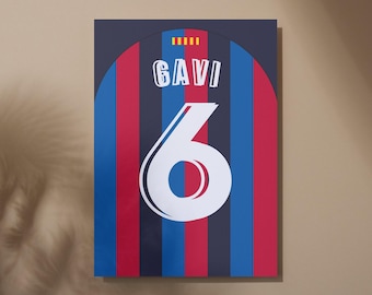 Gavi 6 Barcelona 2022/23 Jersey Poster: Retro Football Shirt Wallart  (Digital Download)