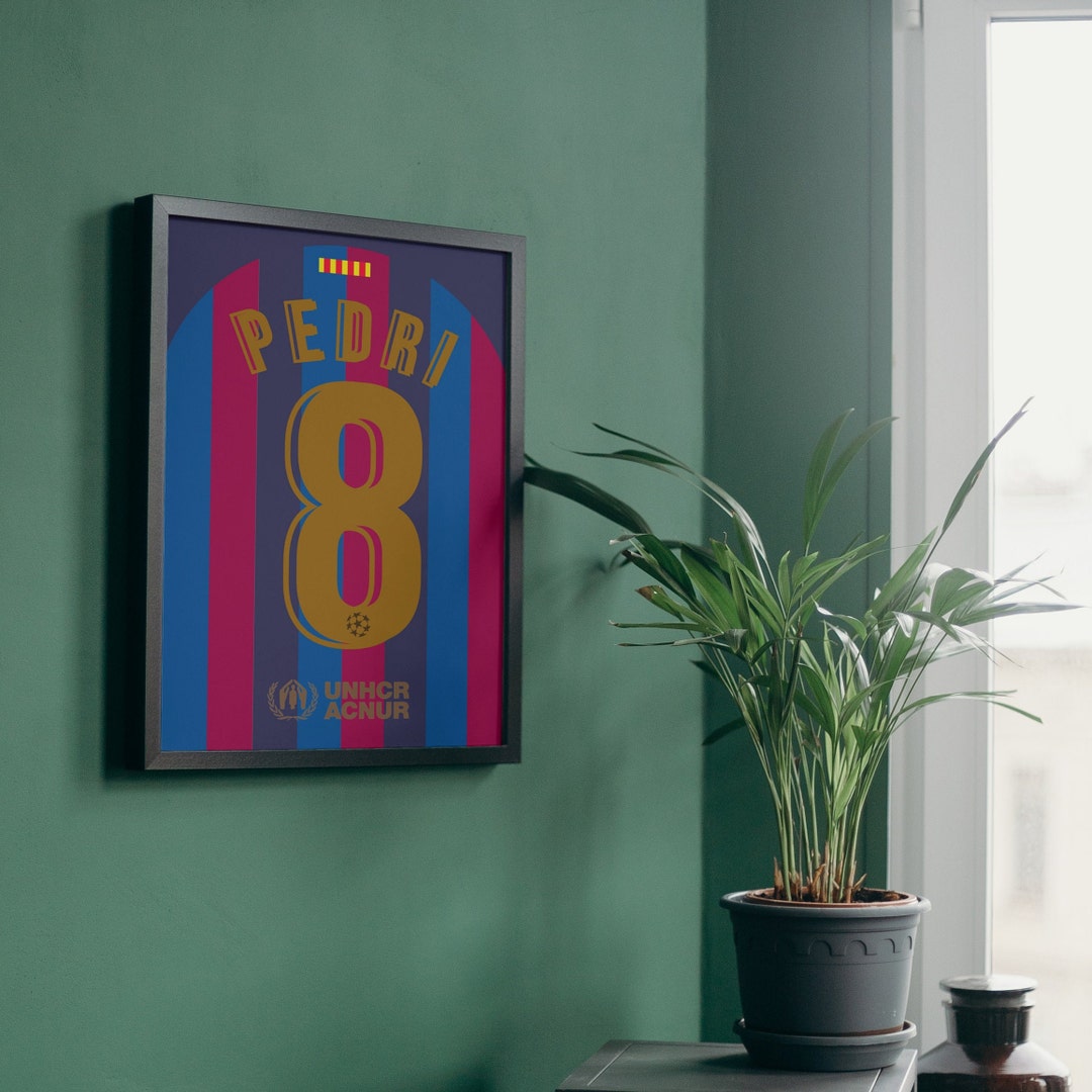 Custom Football Wall Art With Any Name & Number Barcelona Football Jersey 22/23 digital Design