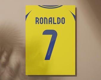Plakat z koszulką Ronaldo 7 Al-Nassr FC: Retro koszulka piłkarska (pobieranie cyfrowe png)