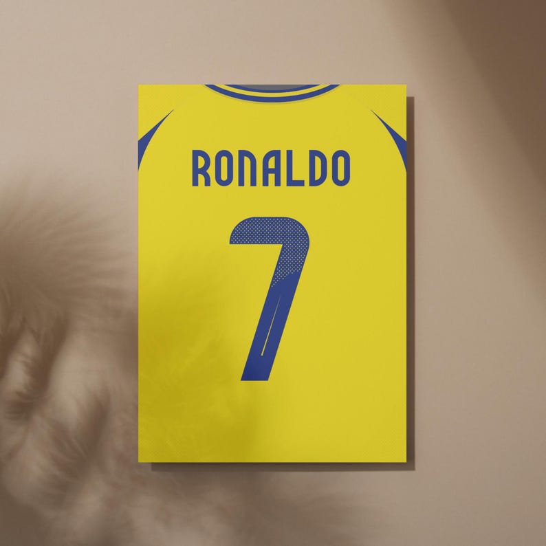 Ronaldo 7 Al-Nassr FC Jersey Poster: Retro Football Shirt Print (Digital Download png) image 1