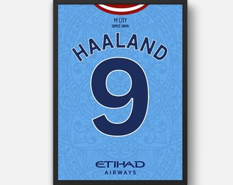Custom Football Wall Art | Manchester City F.C. Jersey |Haaland Gift | Digital download| Minimalist | Soccer Gift