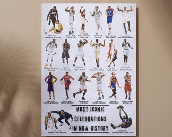 Basketball Iconic Celebrations Vector Style Poster,  NBA Greatest Moments Wall Art, Digital download