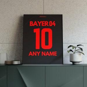 Custom Football Wall Art with Any Name & Number | Bayer Leverkusen Home Kit 23/24 Poster |Soccer Gift | Gift for him