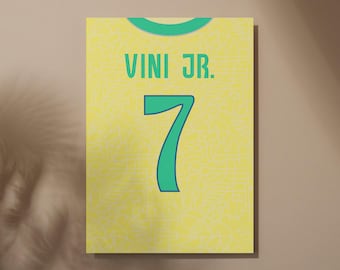 Vini Jr. 7 Brazil 2024 Retro Football Shirt Poster (Digital Download )