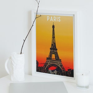 Parijs kunst aan de muur | Parijs afdrukken | Frankrijk reisposter | Stad retro poster | Eiffeltoren | Afdrukbare Wall Art Decor | Direct downloaden | Pdf