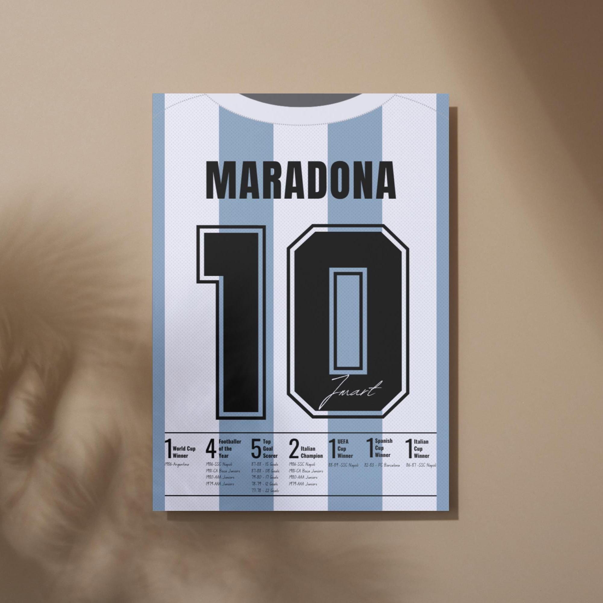 Maradona 10 Argentina Jersey Back Career Stats Print | Minimalist