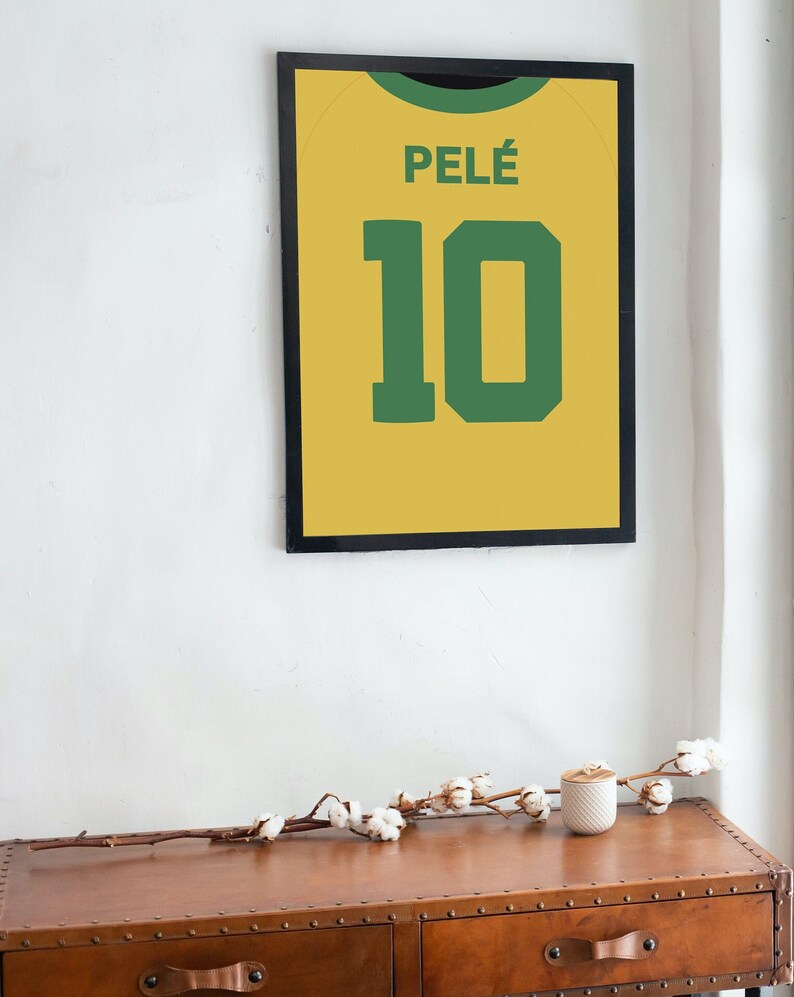 Poster Digital Pelé - Maillot Brésil - Coupe Du Monde - Impression D'art Murale