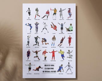 Póster de celebraciones de grandes goles de fútbol: Impresión vectorial de jugadores de fútbol (descarga digital)