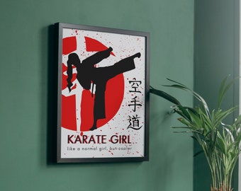 Póster de chica de karate, regalo de karate, decoración de artes marciales