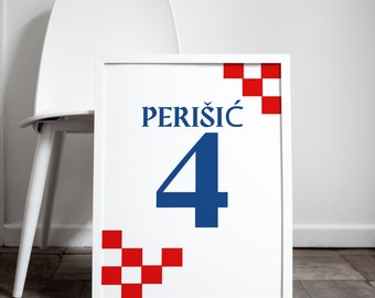 Custom Croatia Football Jersey Poster, Soccer Shirt Wallart, Personalized Name and Number (Digital Download)