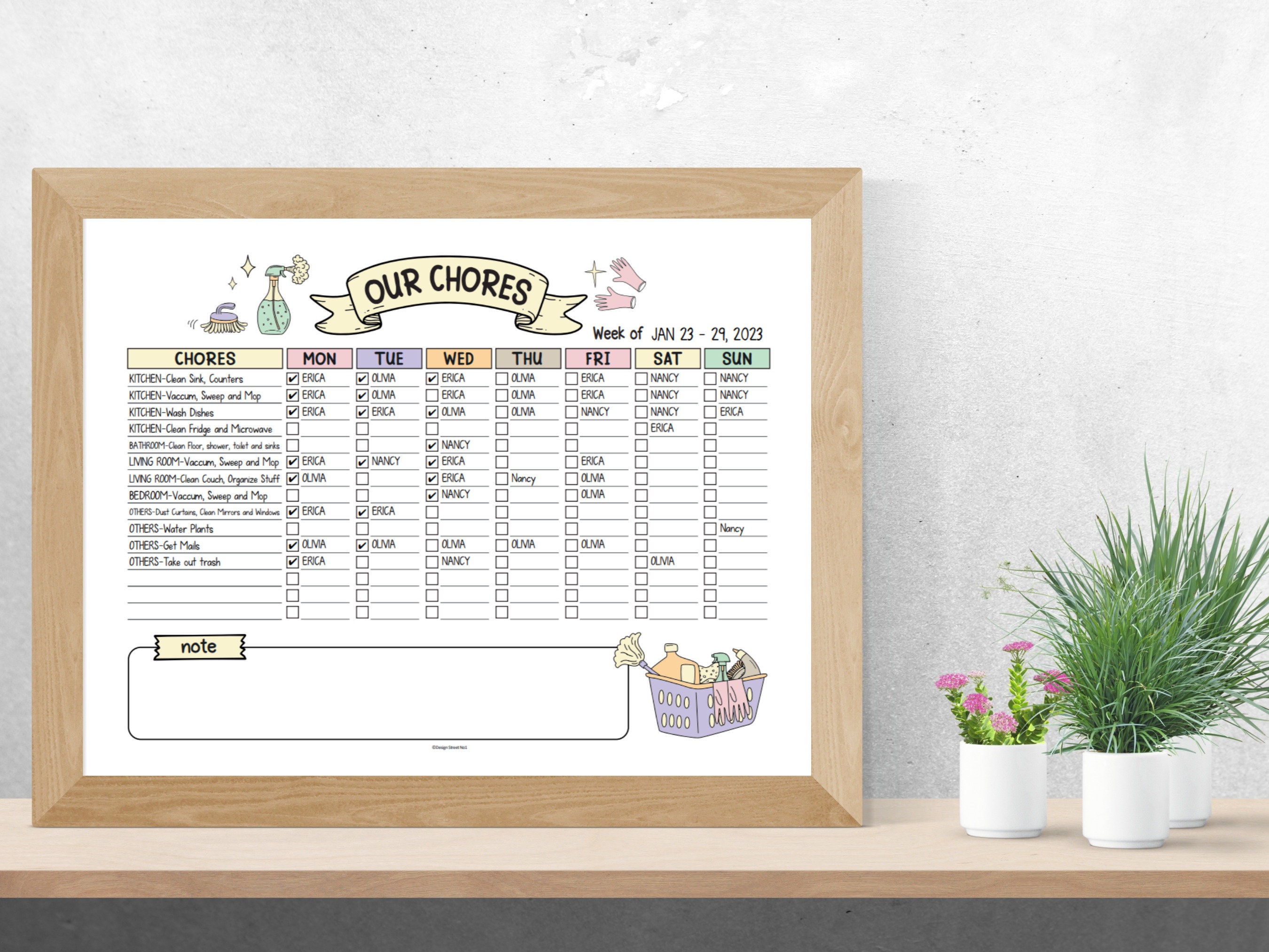 Roommate Chore Chart, Editable, Couples, Family, Teen, College Chore