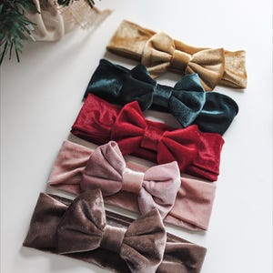 Baby bows, baby headband, velvet bow, velvet hair accessories, special occasion, baby shower gift, new born