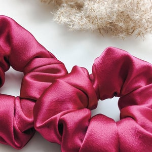 Hot pink scrunchie, hottogo, hair scrunchie, silk scrunchie, back to school gift, Christmas gift, stocking stuffer, gift for girlfriend