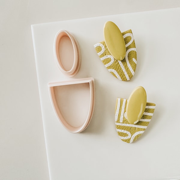 Nyla Almond Half Oval Stackable Clay Cutters For Polymer Clay Earrings \ Clay Earring Cutters