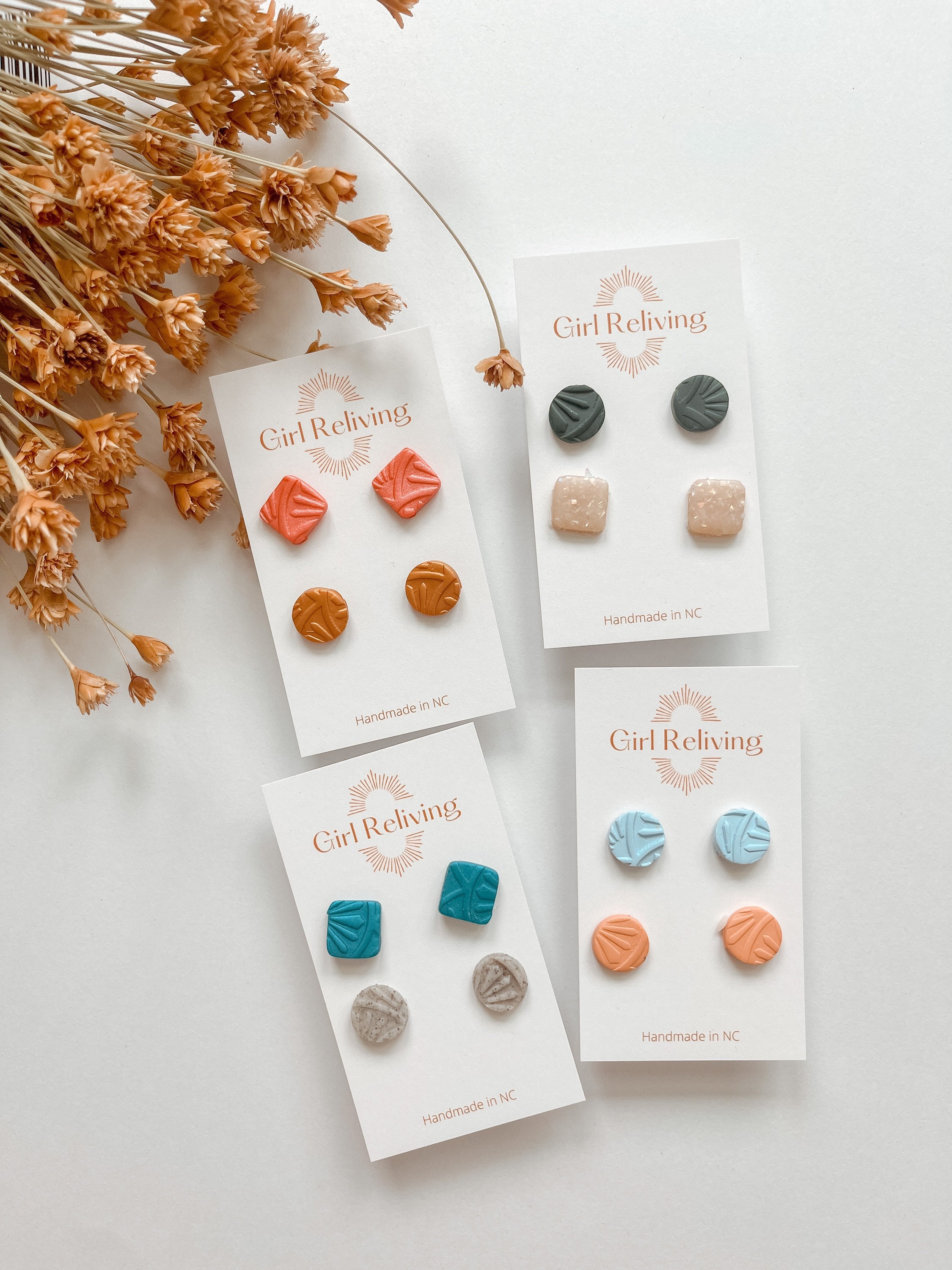 Stud earrings Clay Studs Earring Studs Clay earrings Etsy