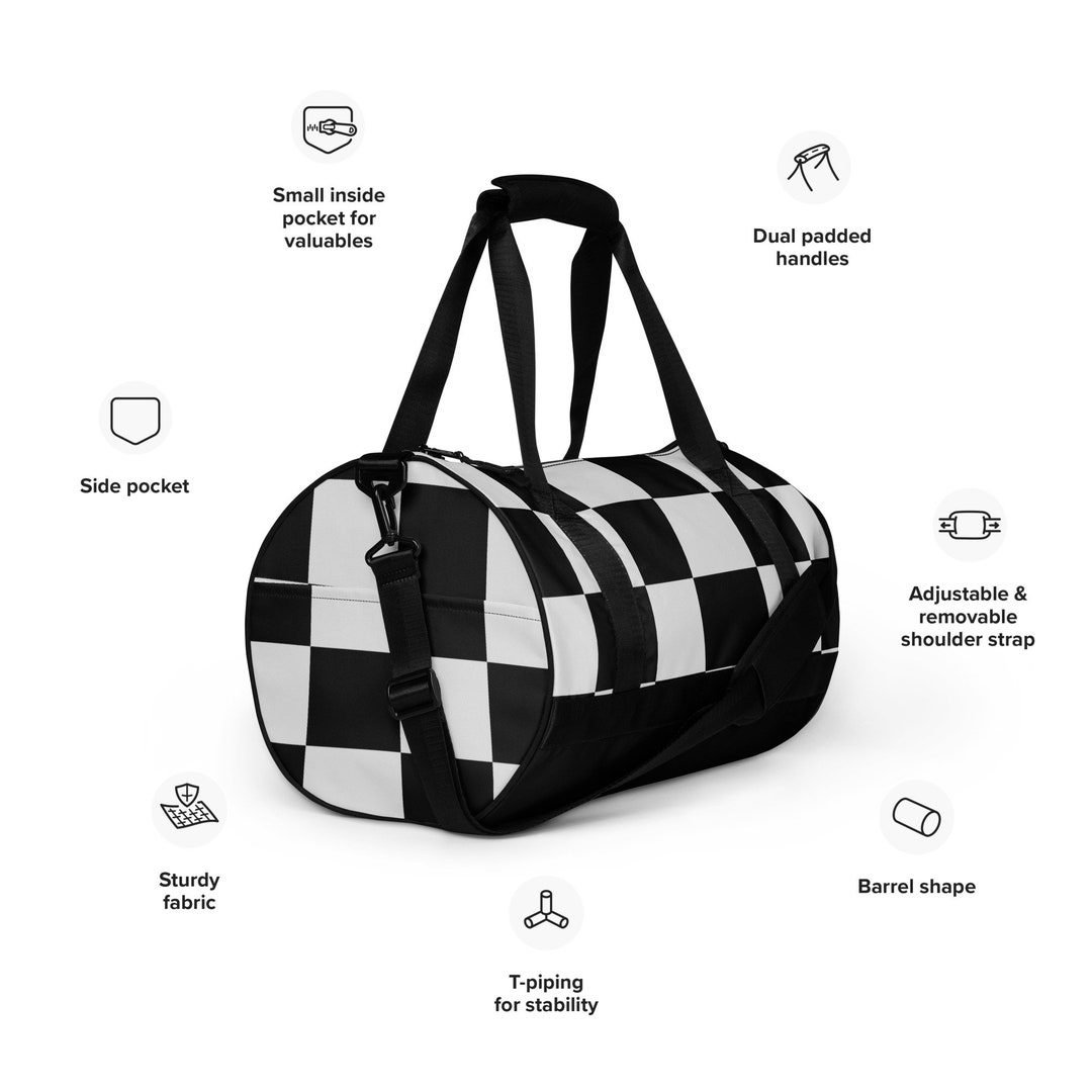 Black & White Checkered Gym Bag Etsy