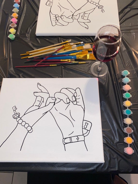 COMPLETE Date Night Paint and Sip Canvas KIT 