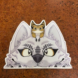Loth Wolf with Loth Cat Peeker Sticker
