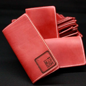Slim Crazy Horse Leather Bill Holder & Check Presenter – Custom Logo Guest Check Wallet | Personalized Restaurant Server Book
